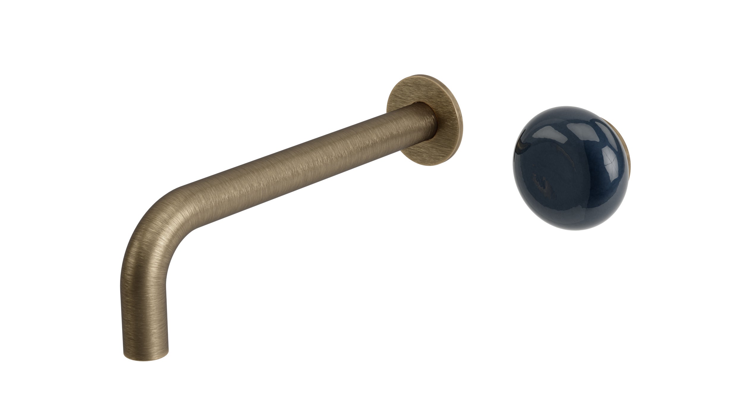 Foundry One Handle Wall Mount 7.5" Lavatory Faucet with Pebble Ceramic Knob Handle in Antique Brass