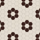 2" Hexagon Double Daisy Sheeted Original Ceramic Tile in Sand Dune Matte & Garnet Matte