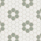 2" Hexagon Double Daisy Sheeted Original Ceramic Tile in Calcite Matte & Rosemary Matte