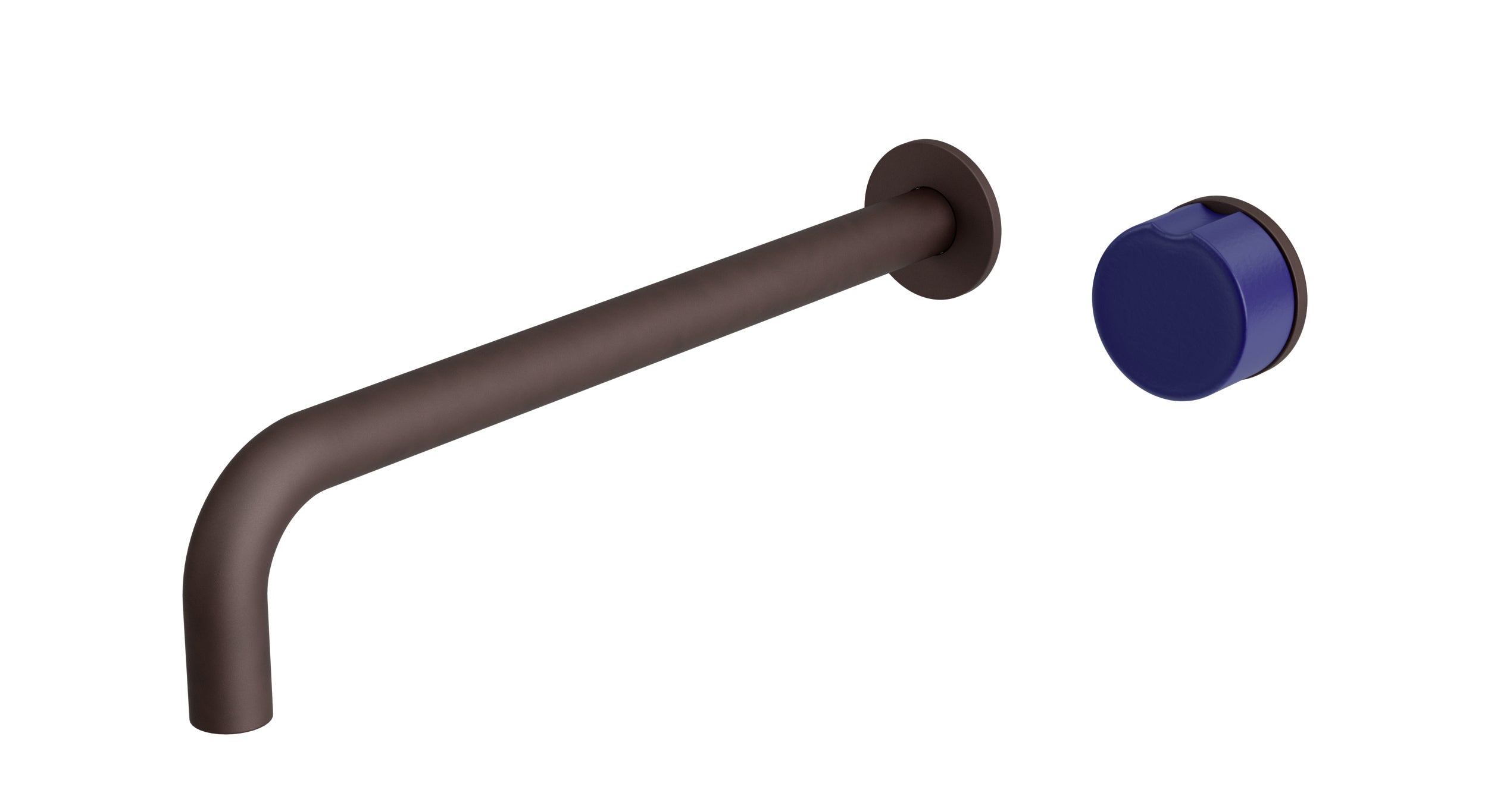 Foundry One Handle Wall Mount 12" Lavatory Faucet with Groove Ceramic Knob Handle in Architectural Copper