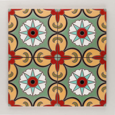 6x6 Handpainted Sample Seville  in Warm Motif