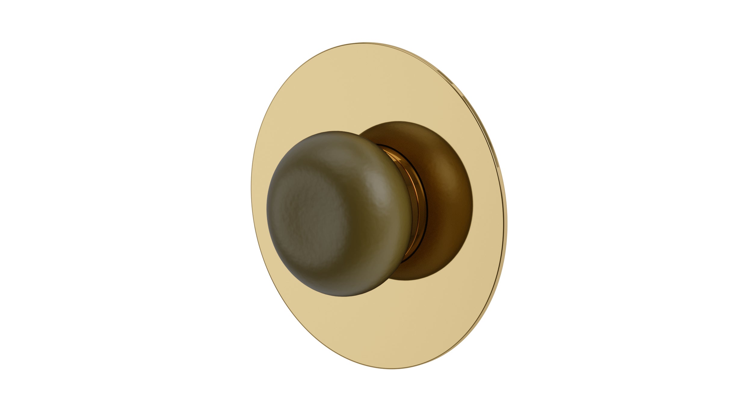 Foundry One Handle Wall Mount Shower Trim with Pebble Ceramic Knob Handle in Polished Brass