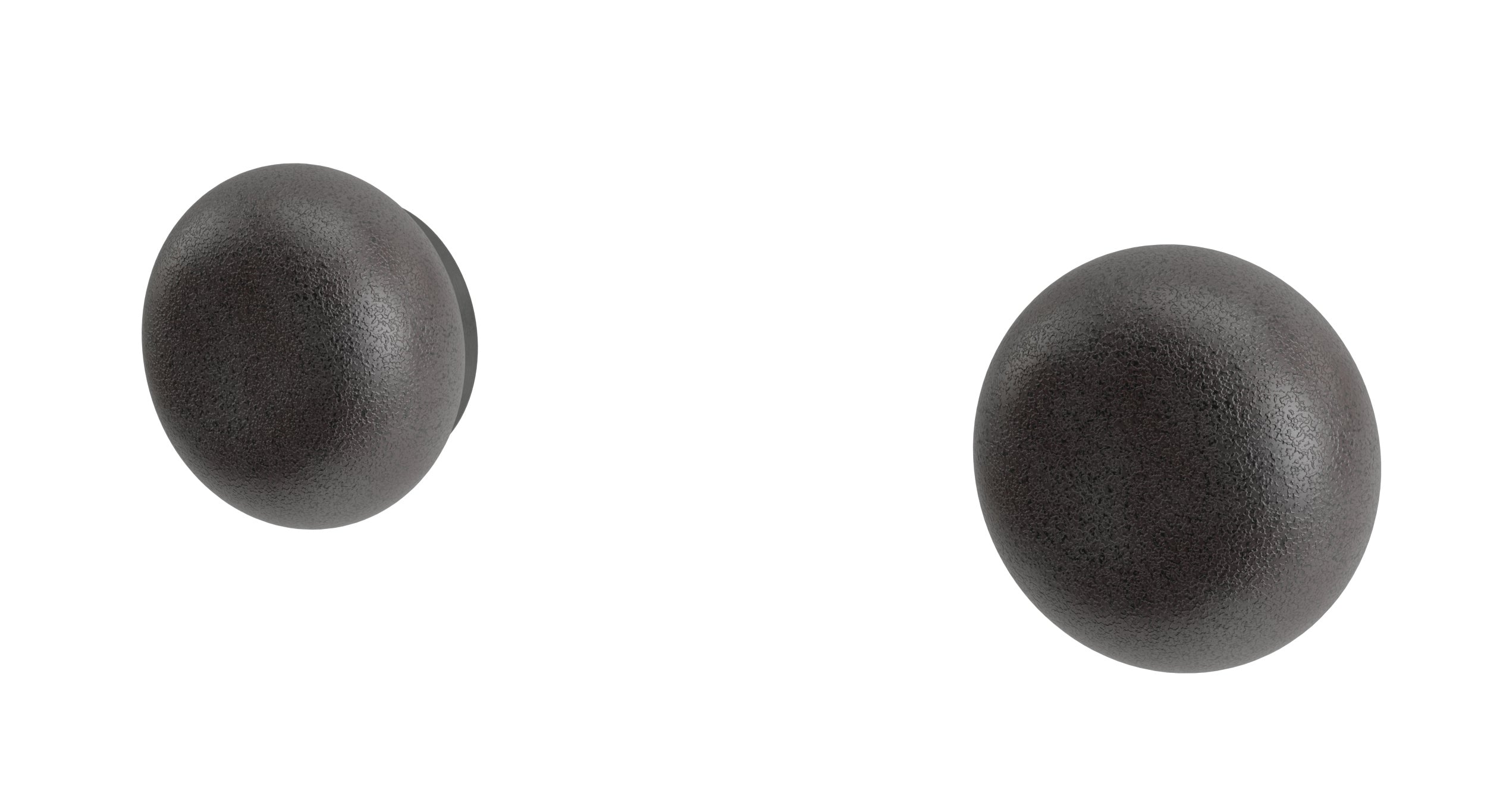 Foundry Two Handle Wall Mount Bath Trim with Pebble Ceramic Knob Handles in Blackened Nickel