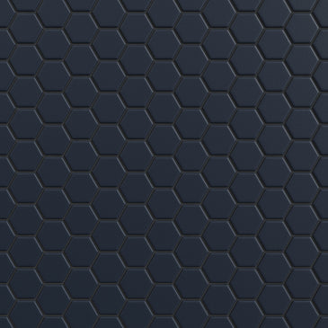 1" Hexagon Sheeted Original Ceramic Mosaic Tile in Navy Blue Matte