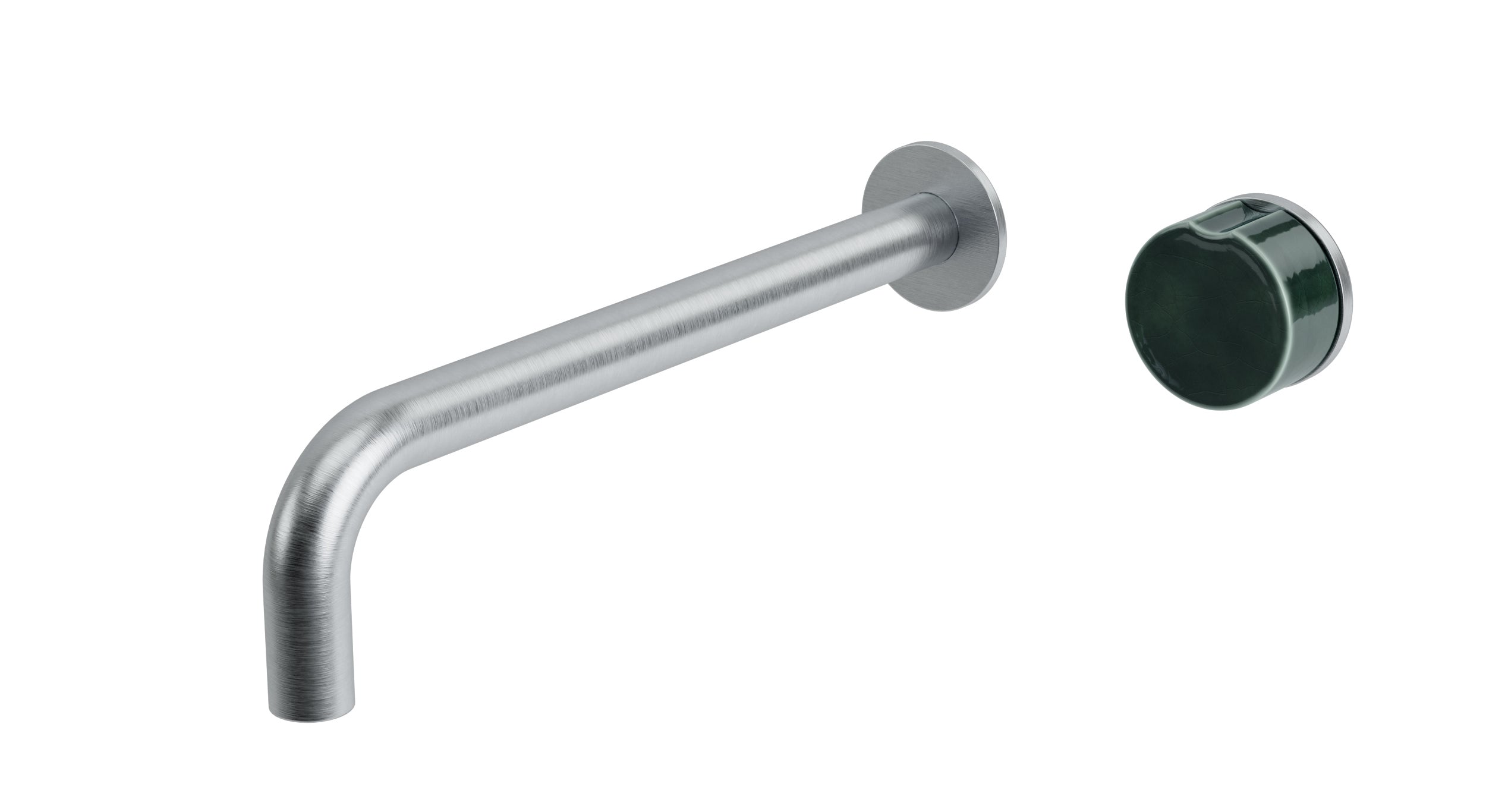 Foundry One Handle Wall Mount 10" Lavatory Faucet with Groove Ceramic Knob Handle in Satin Chrome