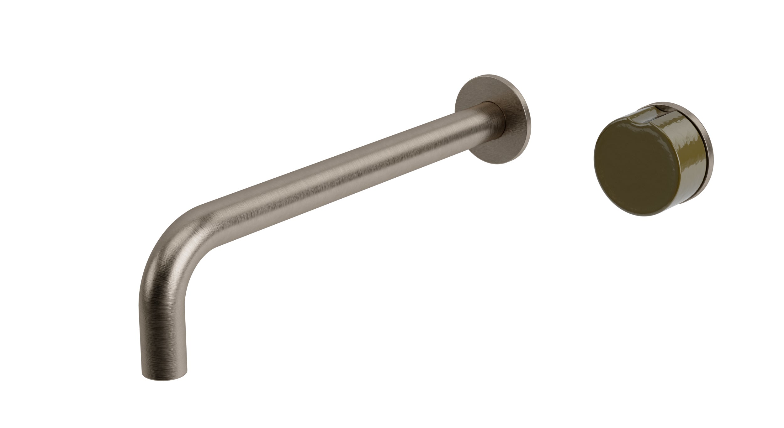 Foundry One Handle Wall Mount 10" Lavatory Faucet with Groove Ceramic Knob Handle in Antique Nickel