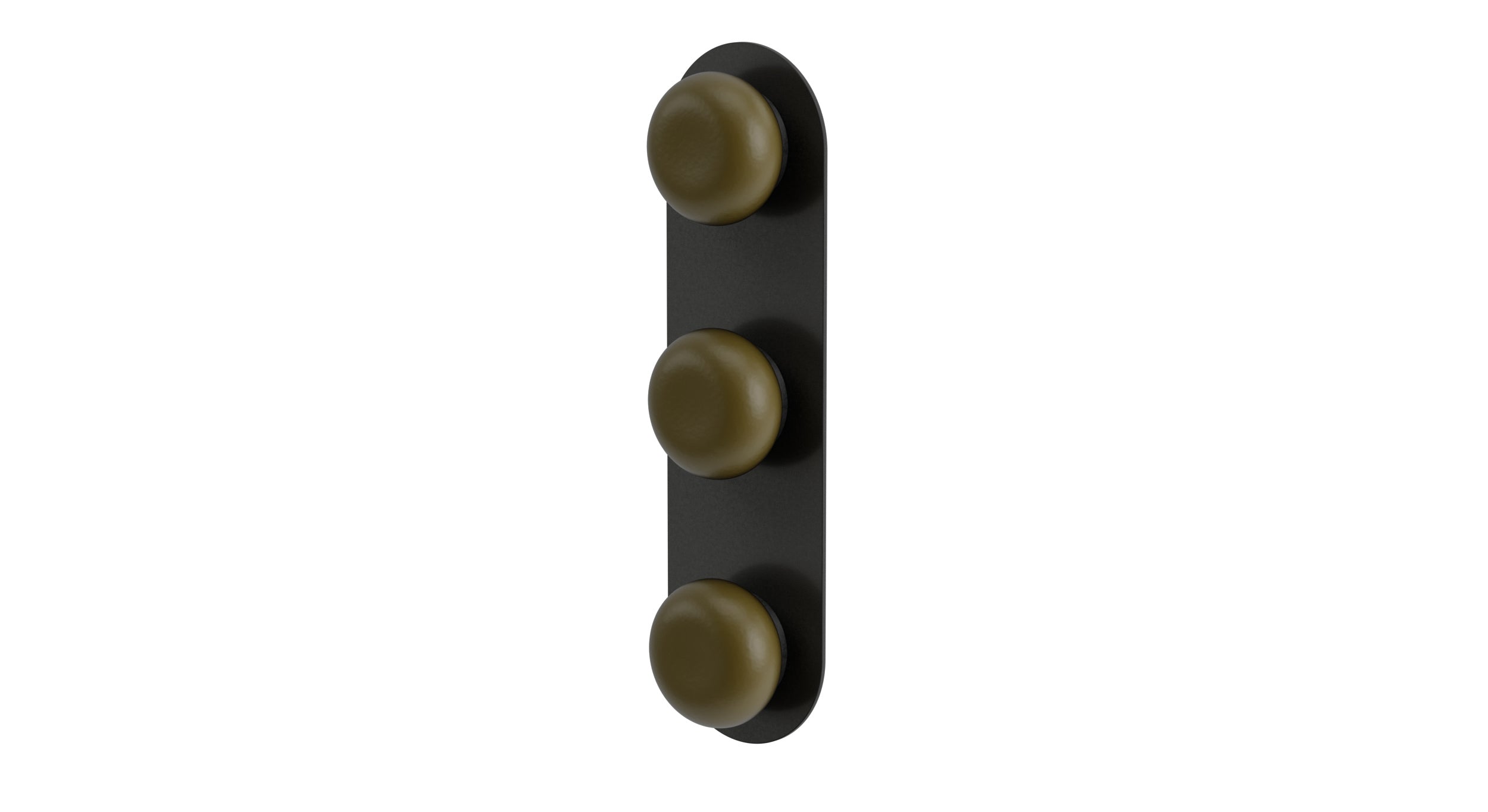 Foundry Three Handle Wall Mount Shower Trim with Pebble Ceramic Knob Handles in Blackened Nickel