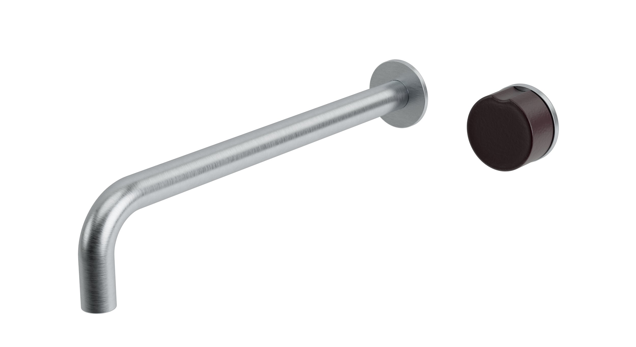 Foundry One Handle Wall Mount 12" Lavatory Faucet with Pebble Ceramic Knob Handle in Satin Chrome