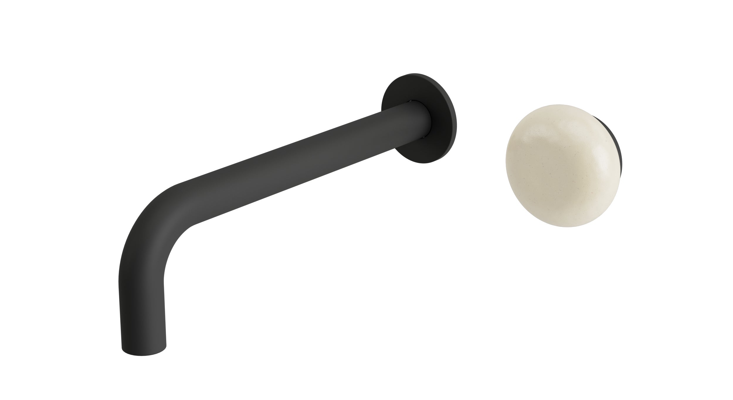 Foundry One Handle Wall Mount 7.5" Lavatory Faucet with Pebble Ceramic Knob Handle in Matte Black