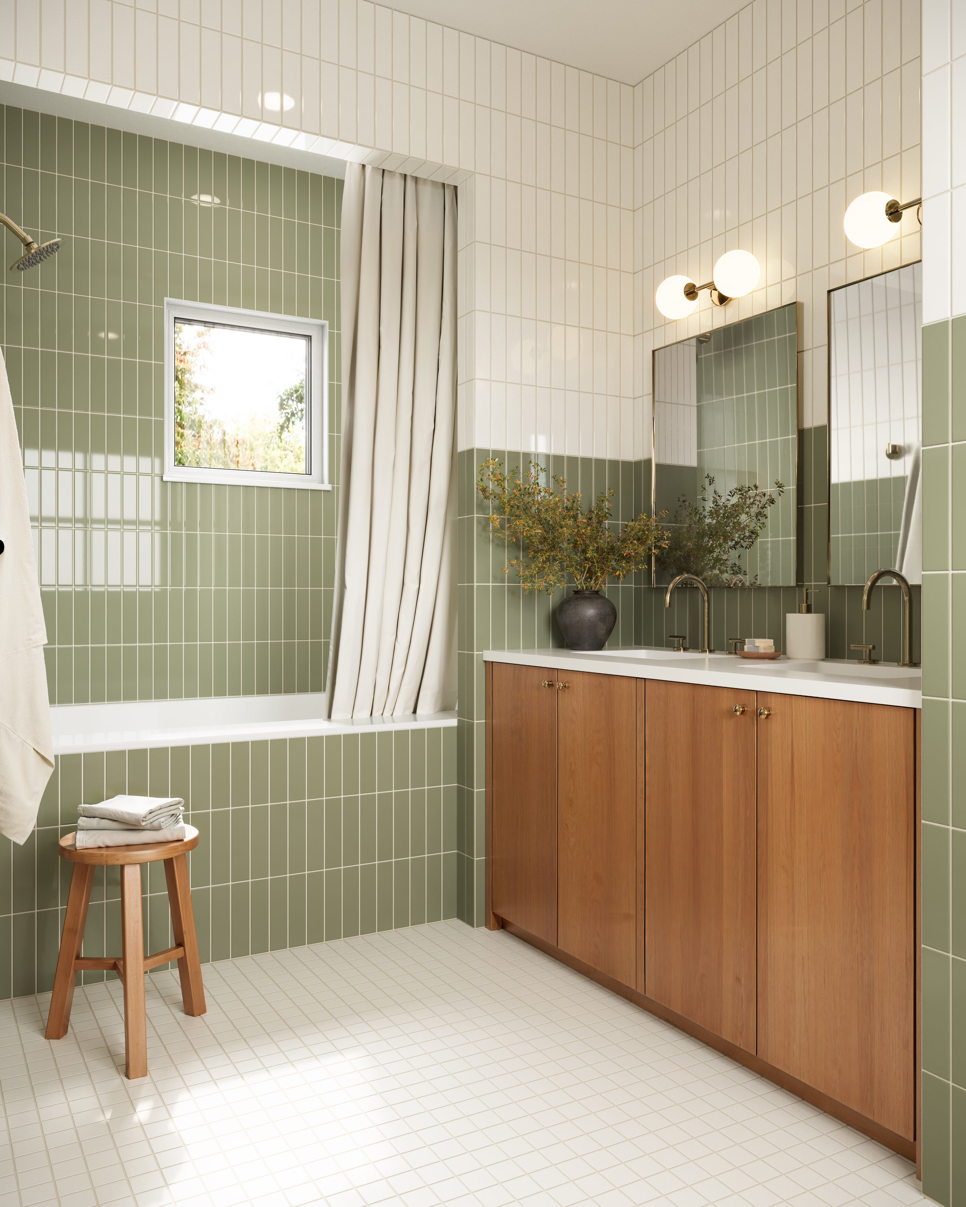 2x2 Straight Set Sheeted Original Ceramic Mosaic Tile in Frost Matte