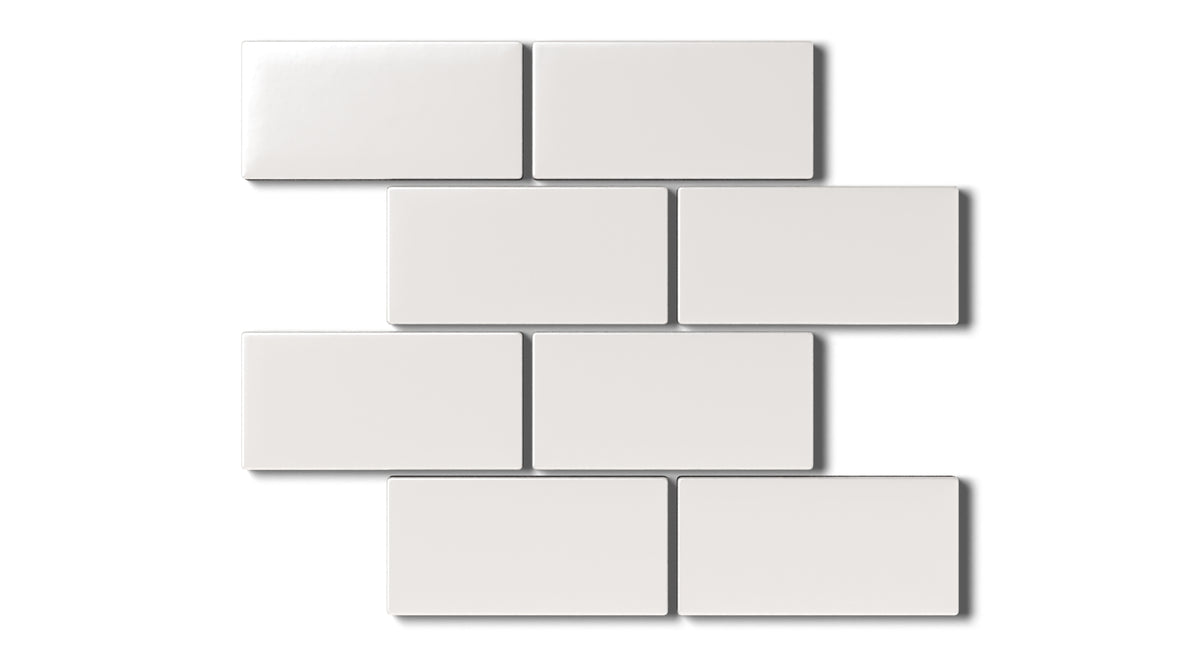 Flake White 2x4 Half Offset Sheeted Matte Natural Press Ceramic Tile