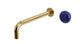 Foundry One Handle Wall Mount 10" Lavatory Faucet with Pebble Ceramic Knob Handle in Satin Brass
