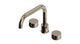 Foundry Two Handle Deck Mount Squaretop Bath Trim with Barrel Knob Handles in Polished Nickel