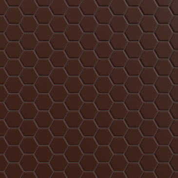 1" Hexagon Sheeted Original Ceramic Mosaic Tile in Garnet Matte