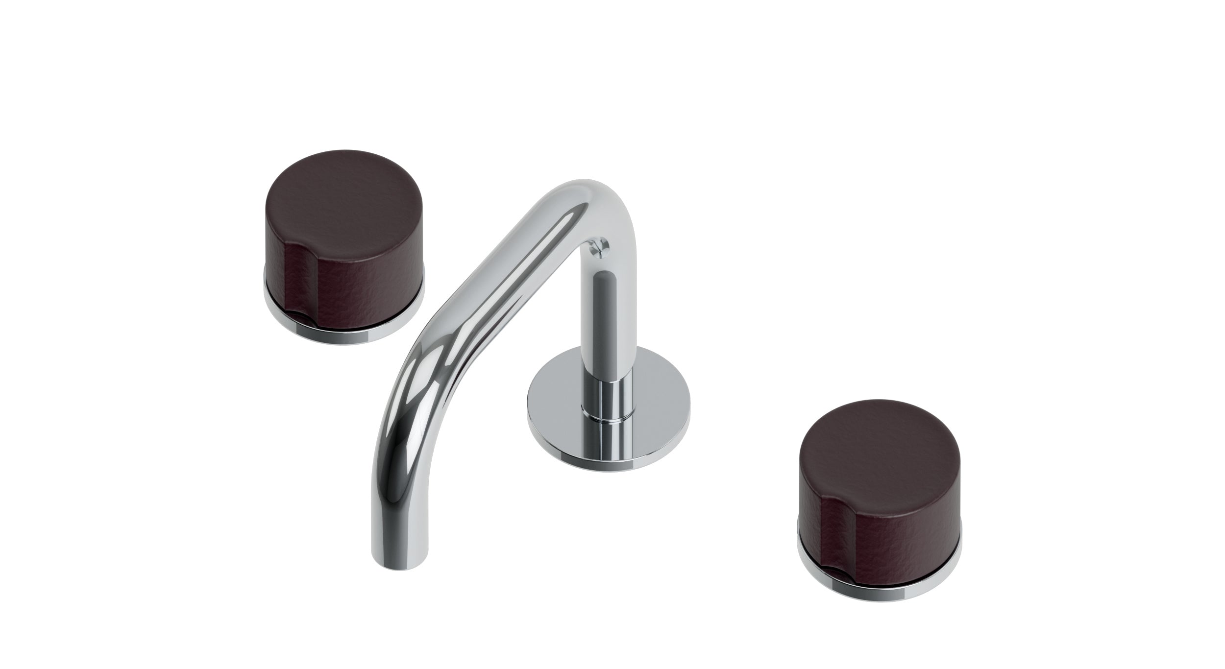 Foundry Two Handle Deck Mount Squaretop Lavatory Faucet with Groove Ceramic Knob Handles in Polished Chrome