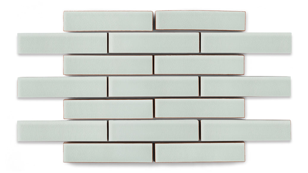 1x4 Half Offset Sheeted Original Ceramic Mosaic Tile in Salton Sea Gloss