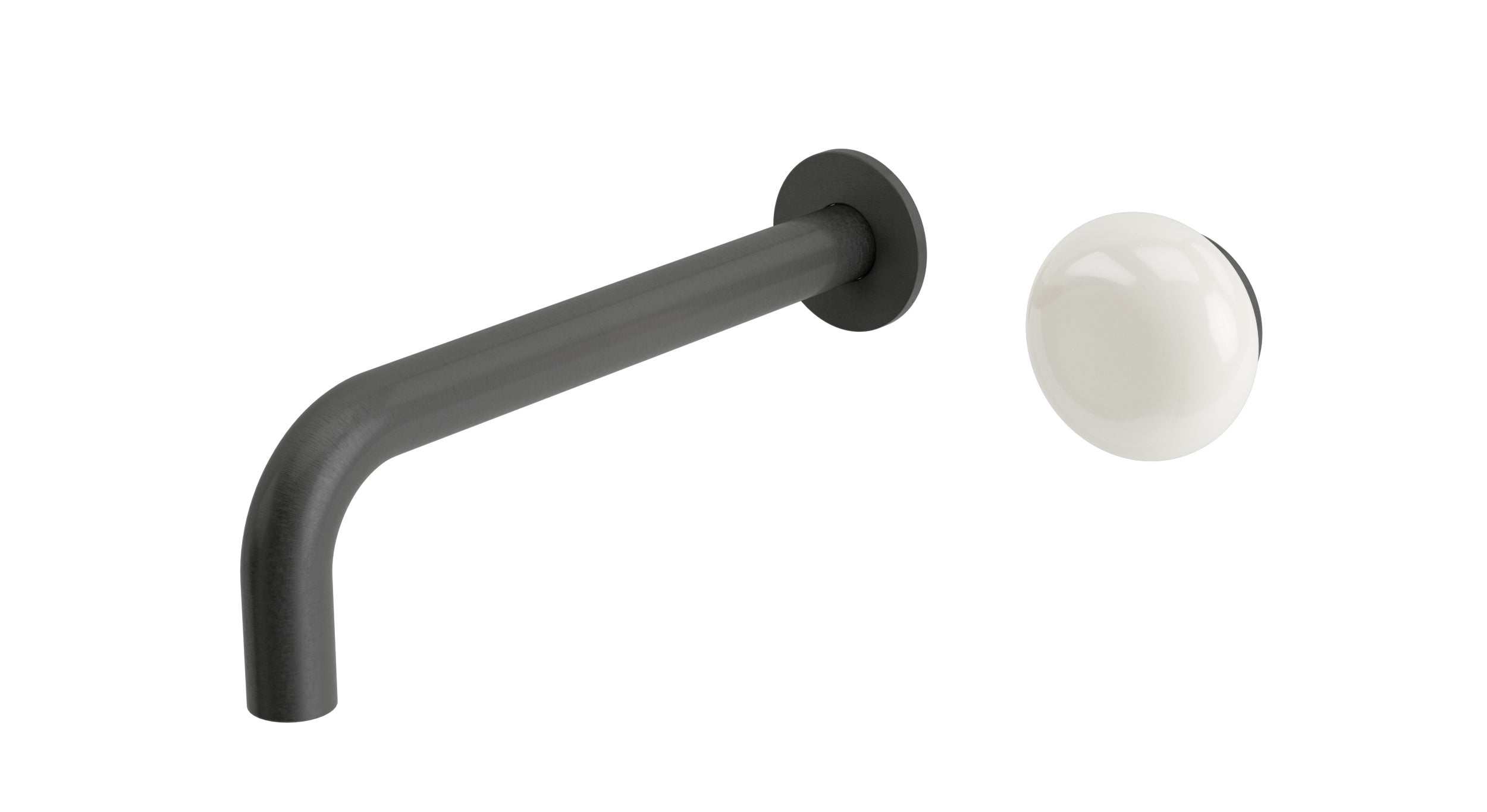 Foundry One Handle Wall Mount 7.5" Lavatory Faucet with Pebble Ceramic Knob Handle in Blackened Nickel