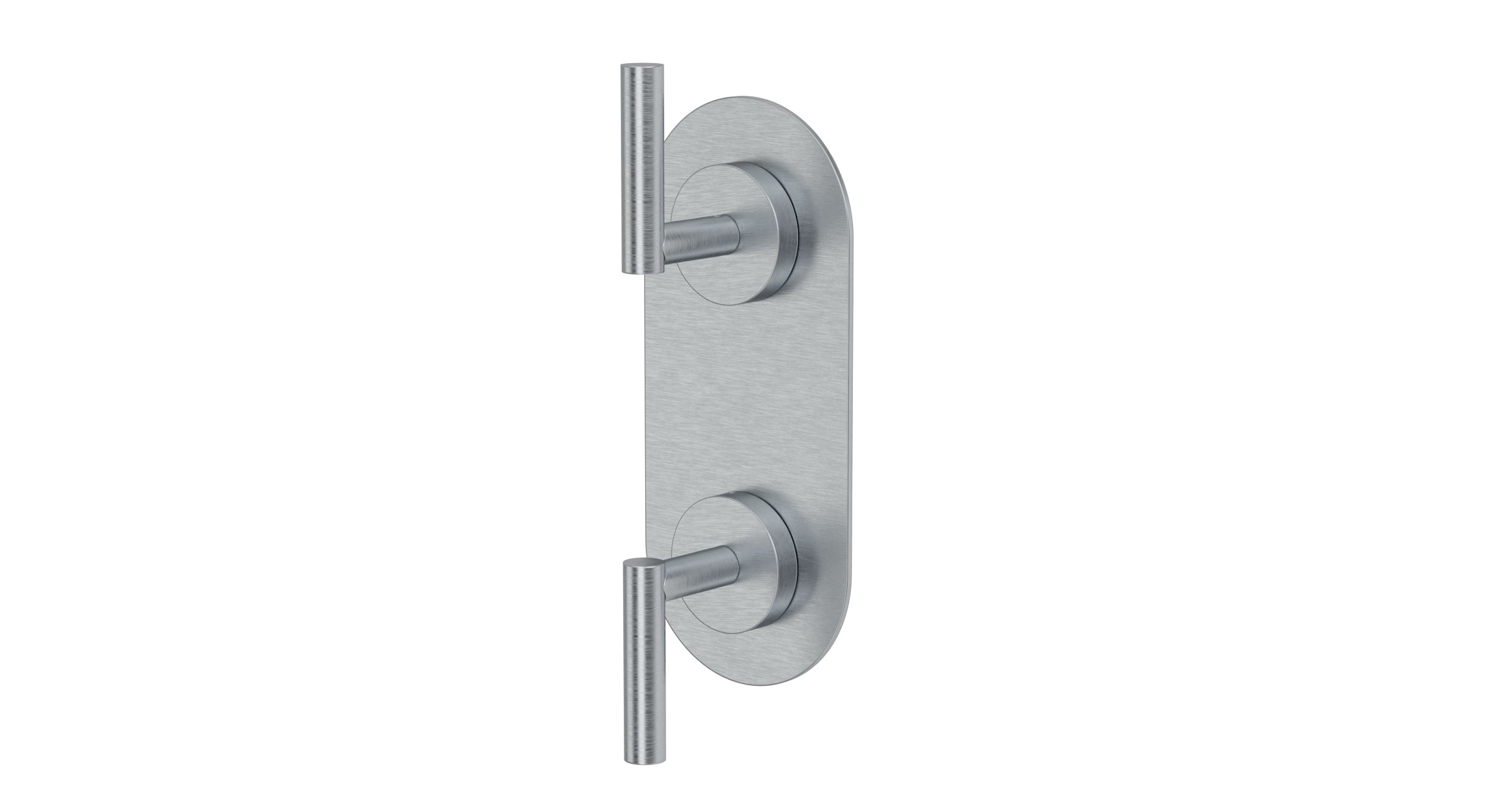 Contour Two Handle Wall Mount Shower Trim with Soft Lever Handles in Satin Chrome