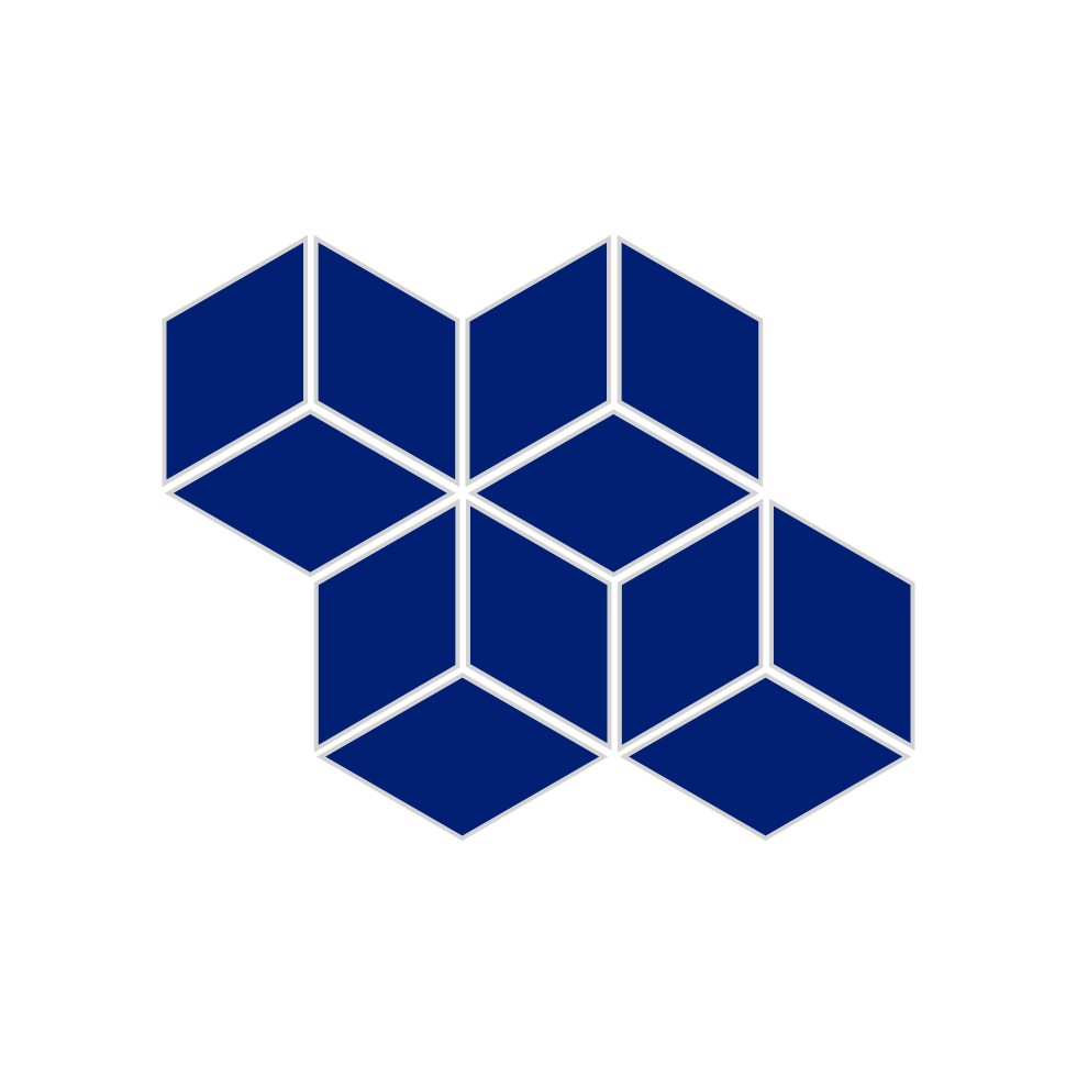 Small Diamond Sheeted - Escher Original Ceramic Mosaic Tile in Azul Matte