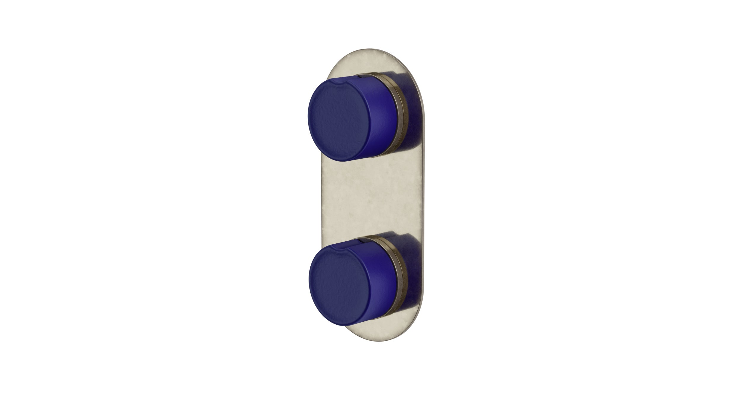 Foundry Two Handle Wall Mount Shower Trim with Groove Ceramic Knob Handles in French Nickel