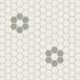 1" Hexagon Double Daisy Sheeted Original Ceramic Tile in Calcite Matte & Rosemary Matte