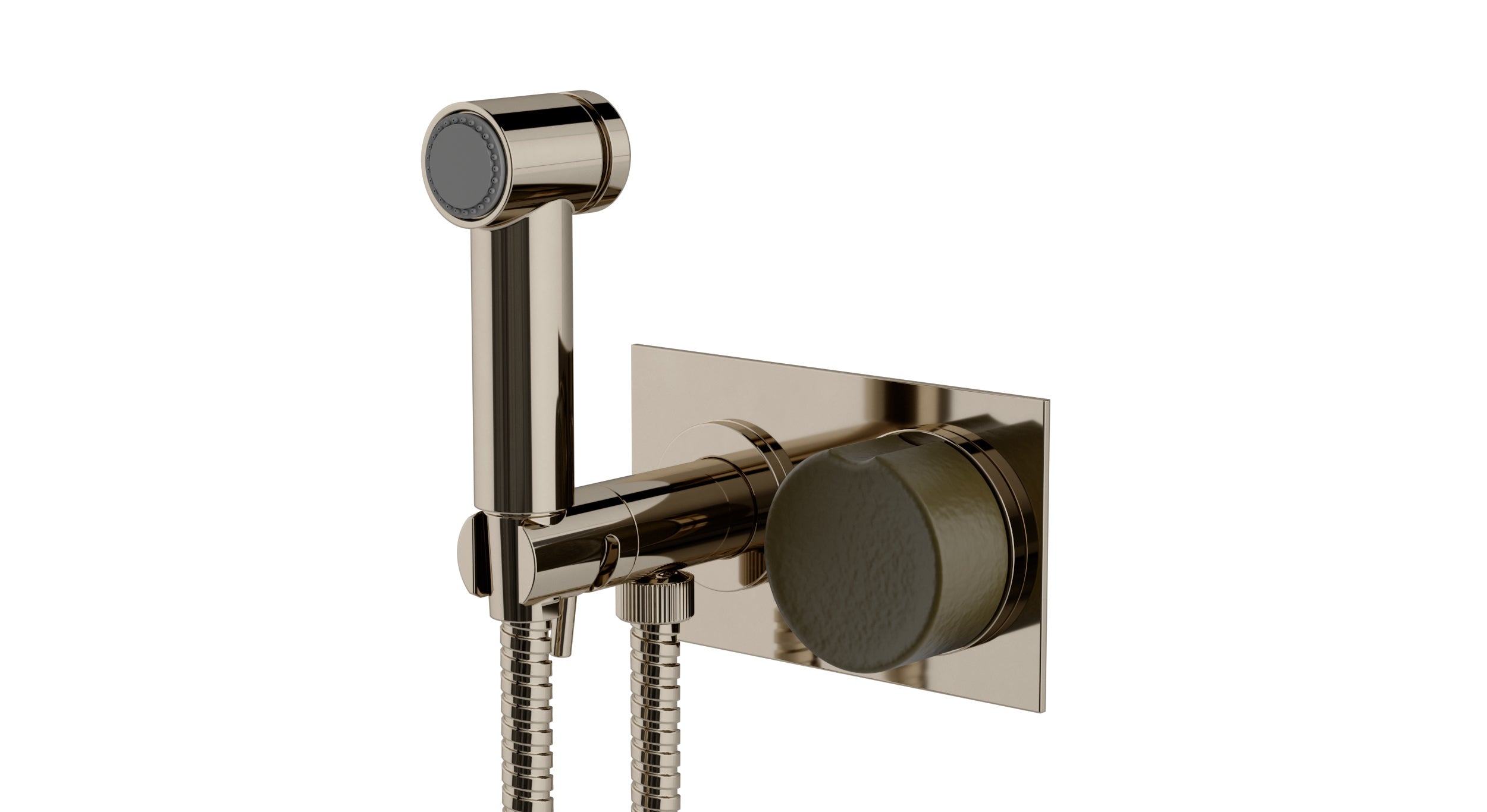 Foundry One Handle Wall Mount Bidet Trim with Groove Ceramic Knob Handle in Polished Nickel