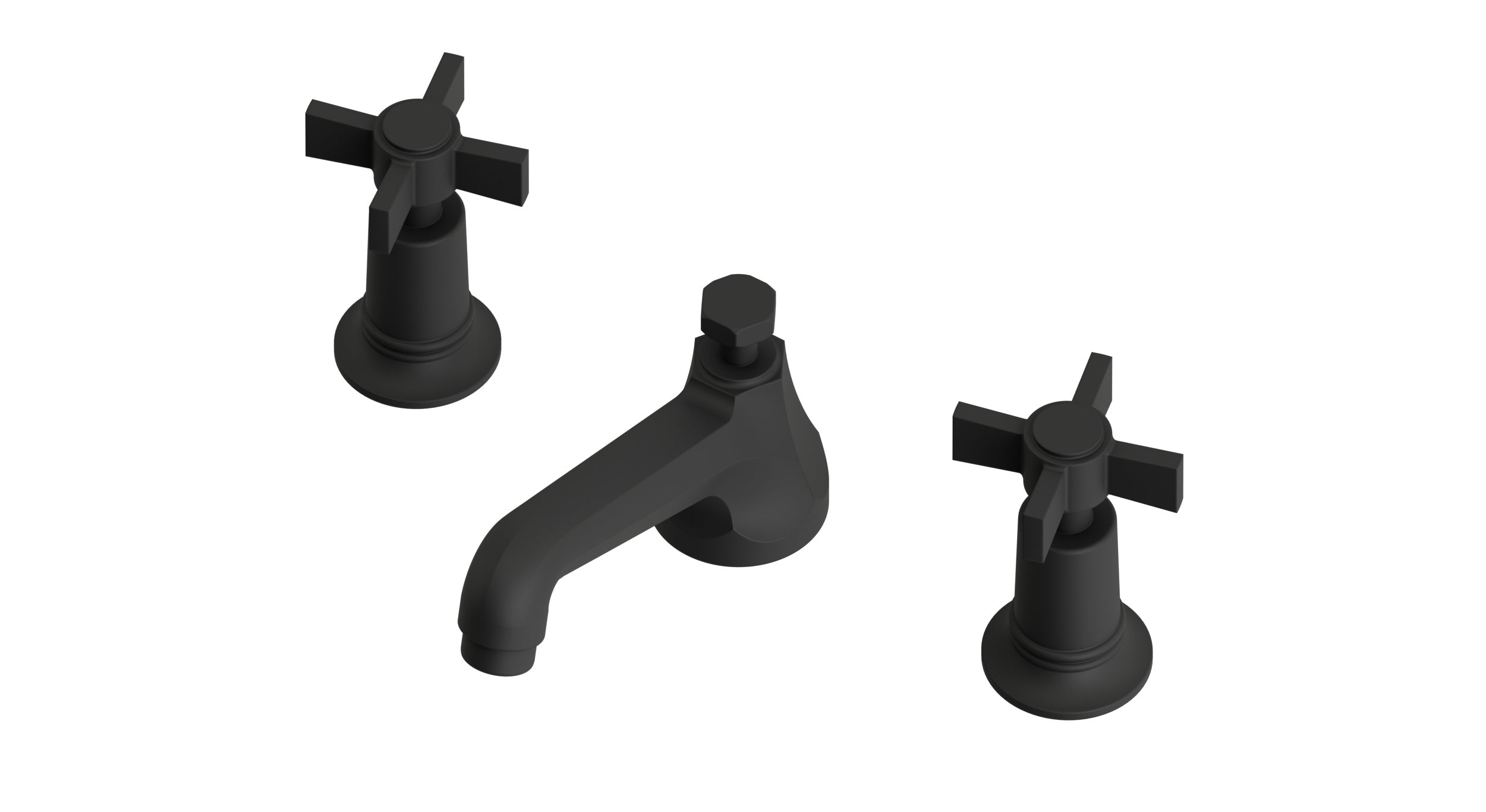 Emerson Two Handle Deck Mount Low Hexagon Lavatory Faucet with Defined Cross Handles