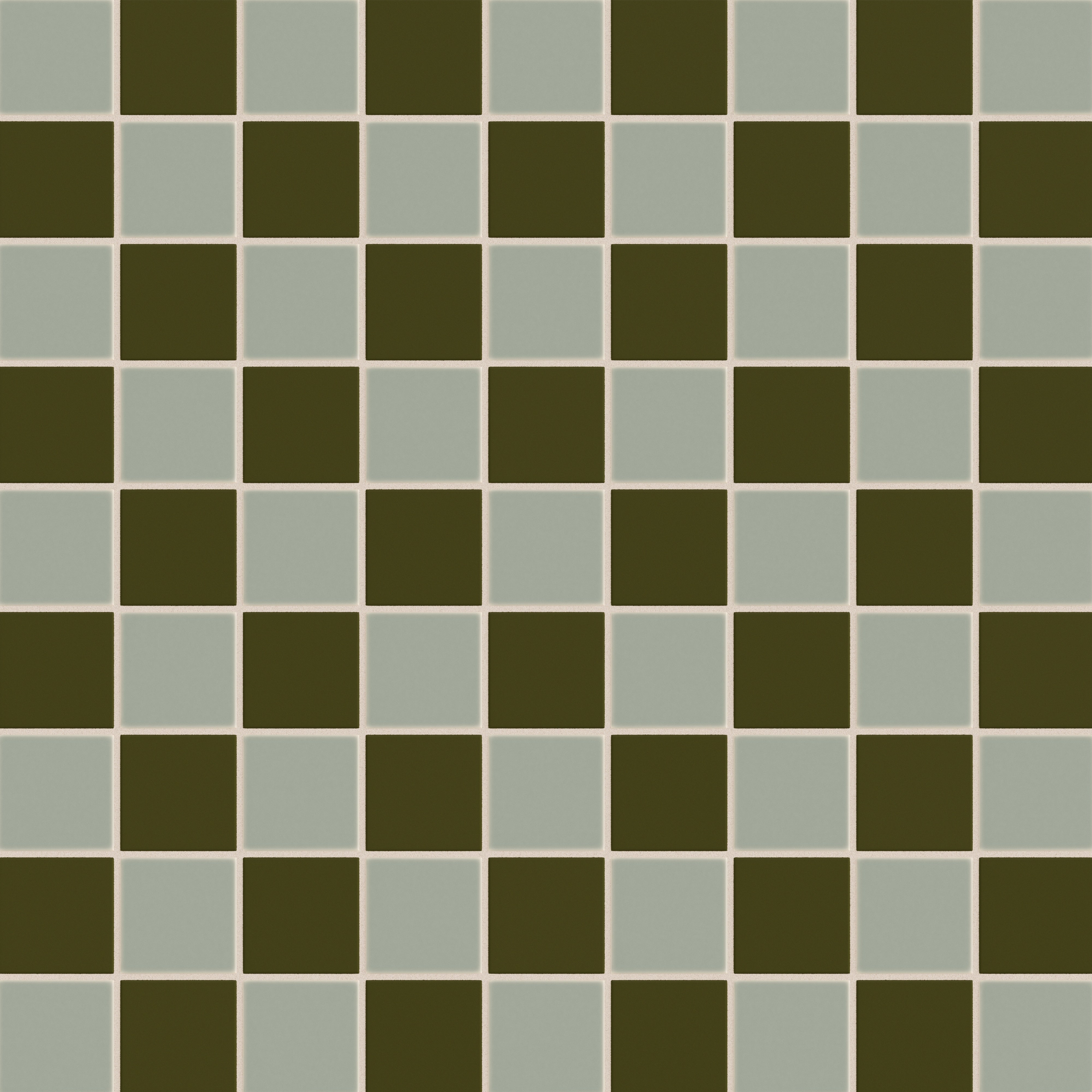 3x3 Checkerboard Sheeted Original Ceramic Tile in Rosemary Matte & Bonsai Matte