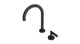 Contour One Handle Deck Mount Gooseneck Lavatory Faucet with Soft Lever Handle in Matte Black