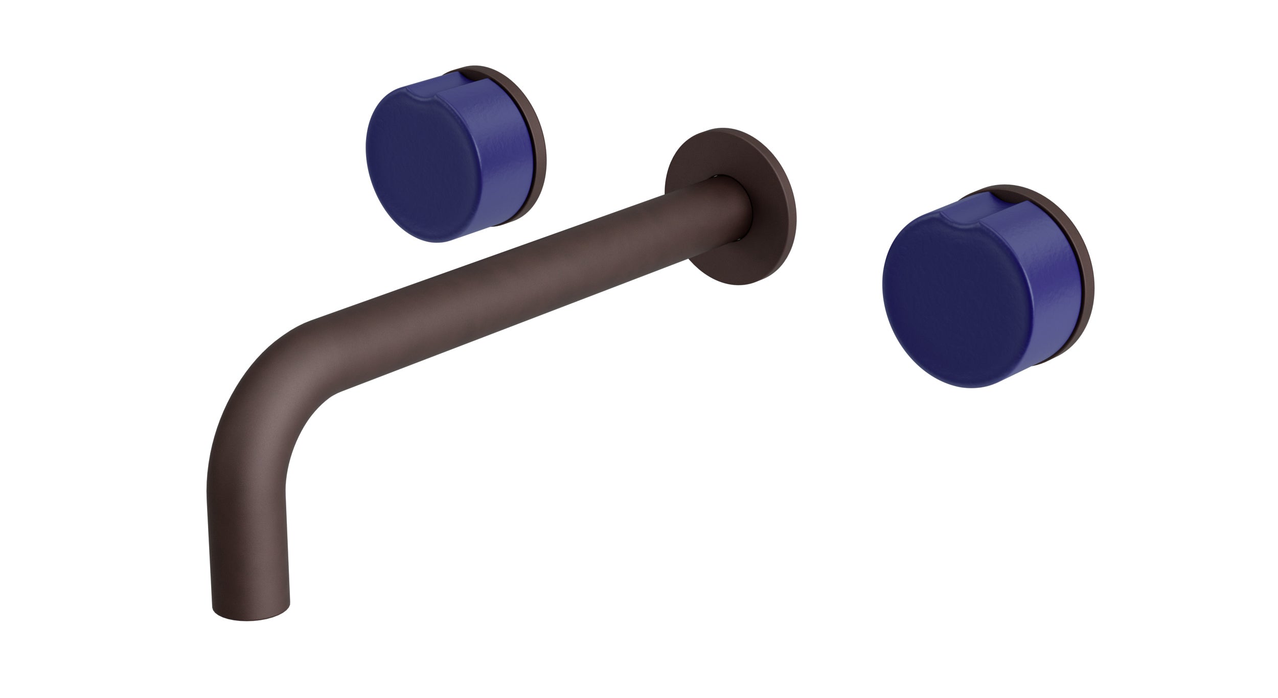 Foundry Two Handle Wall Mount 7.5" Lavatory Faucet with Groove Ceramic Knob Handles in Architectural Copper