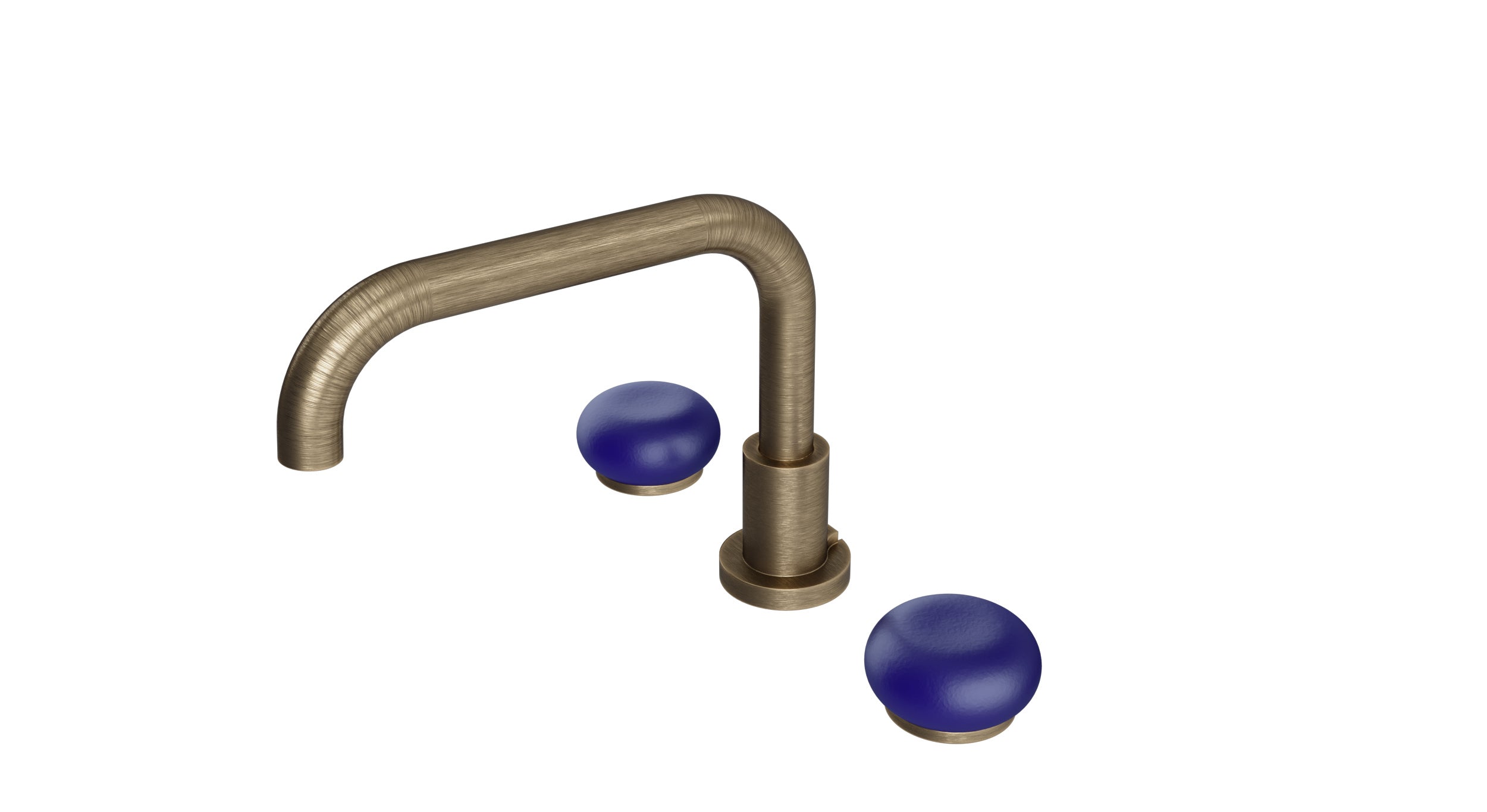 Foundry Two Handle Deck Mount Squaretop Bath Trim with Pebble Ceramic Knob Handles in Antique Brass