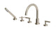 Contour Three Handle Deck Mount Gooseneck Bath Trim with Hand Shower and Soft Cross/Soft Lever Handles in Satin Nickel