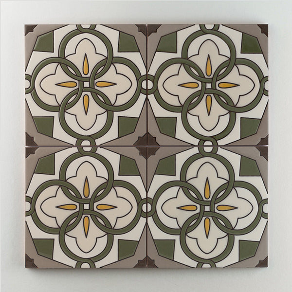8x8 Handpainted Tile Jerez in Warm Motif