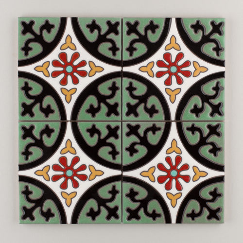 6x6 Handpainted Tile Lugo in Warm Motif