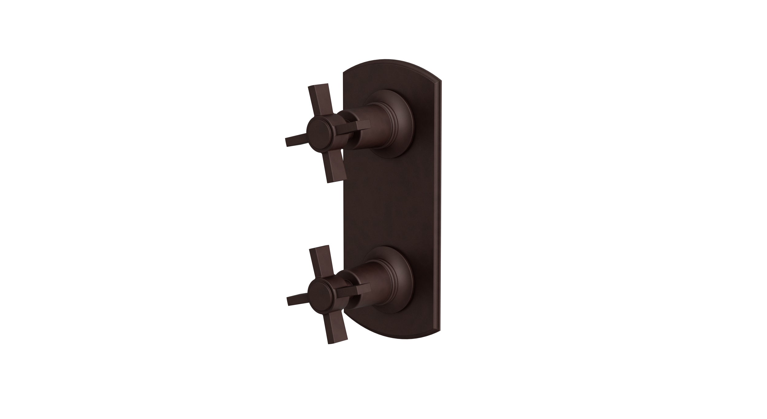 Emerson Two Handle Wall Mount Shower Trim with Defined Cross Handles in Architectural Copper