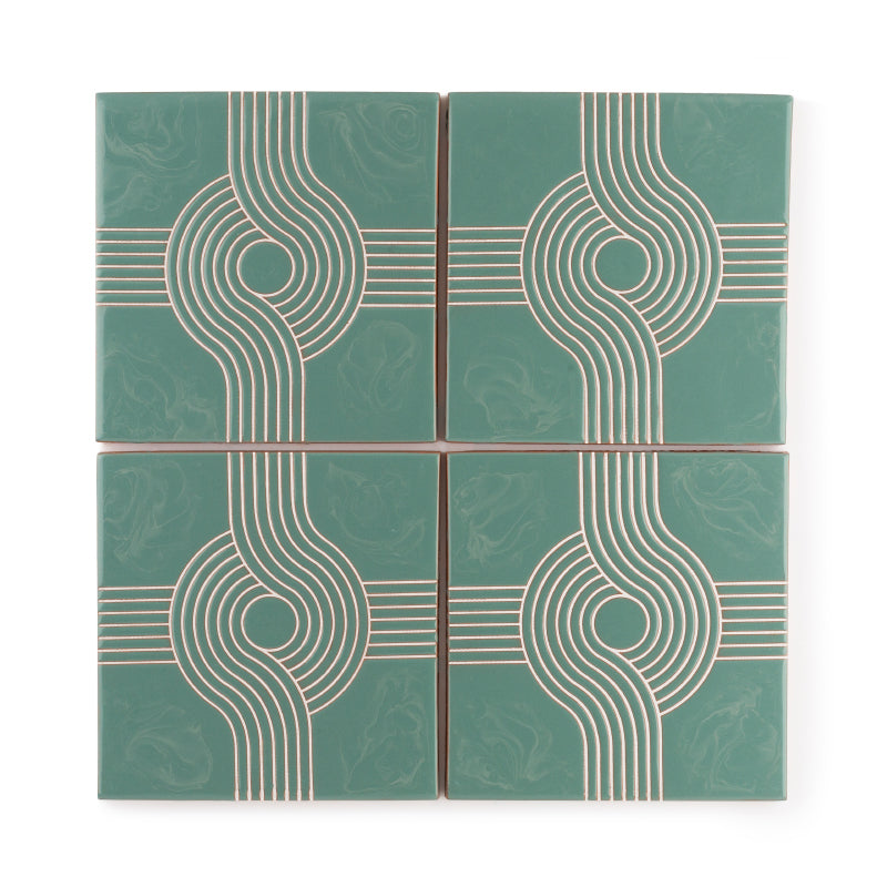 6x6 Handpainted Tile Roundabout 1 in Fresco