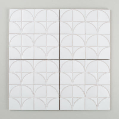 8x8 Handpainted Sample Interlaced Leaves  in White Motif