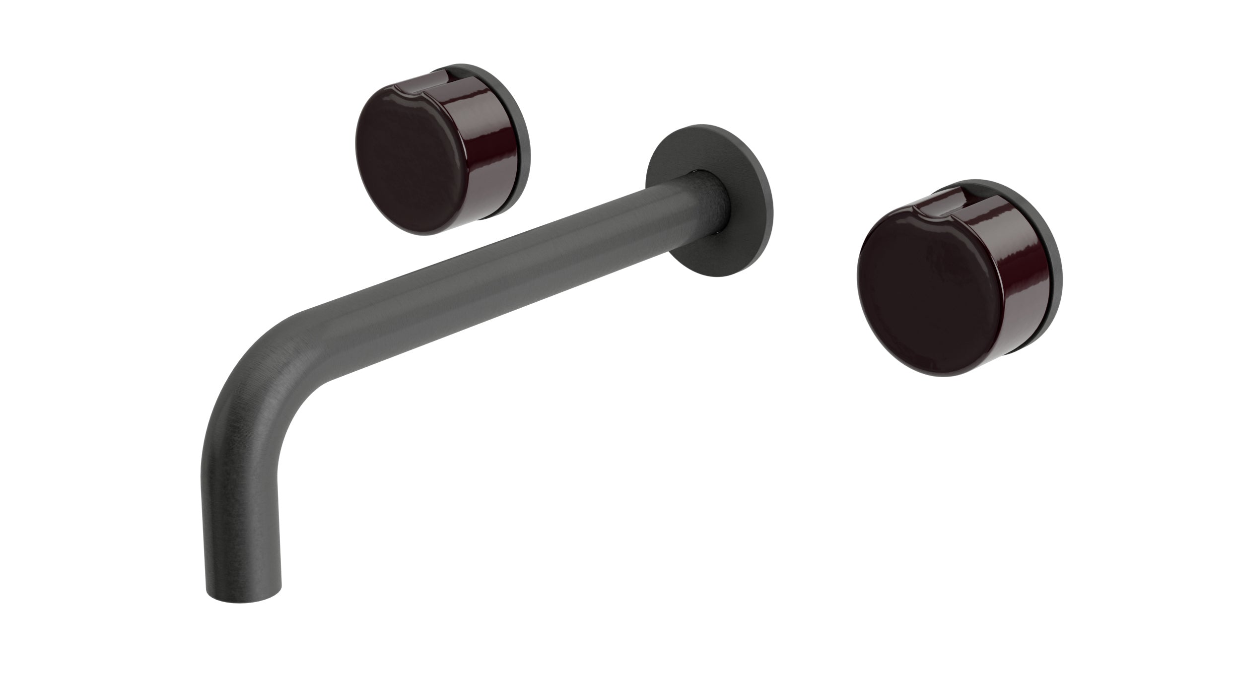 Foundry Two Handle Wall Mount 7.5" Lavatory Faucet with Groove Ceramic Knob Handles in Blackened Nickel