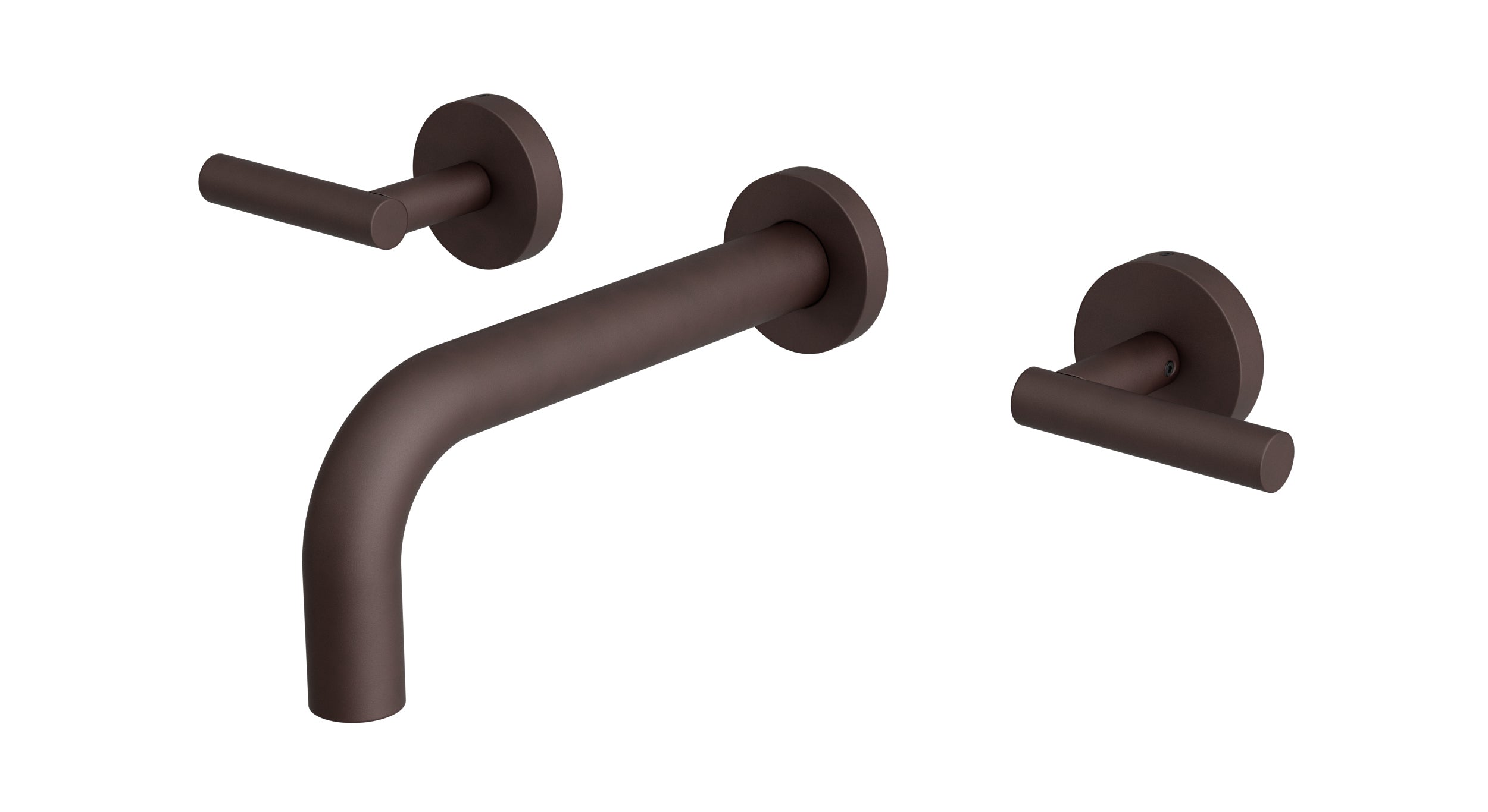 Contour Two Handle Wall Mount 7.5" Lavatory Faucet with Soft Lever Handles in Architectural Copper