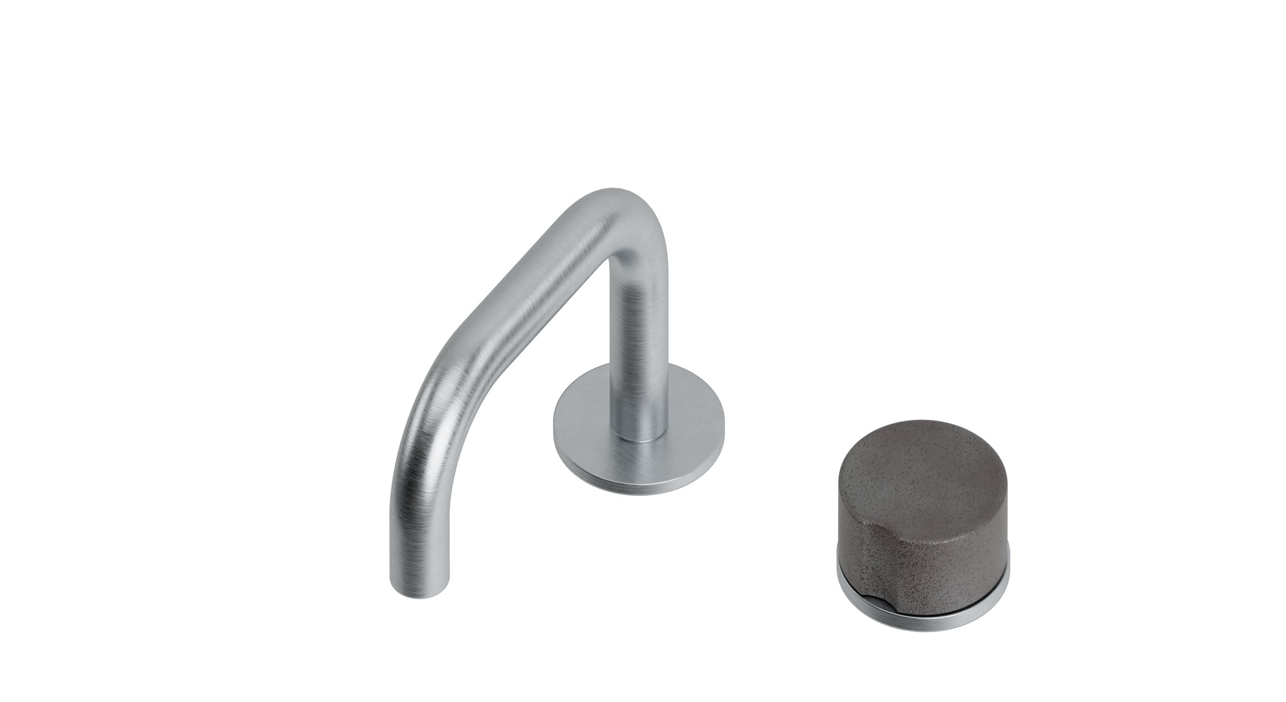 Foundry One Handle Deck Mount Squaretop Lavatory Faucet with Groove Ceramic Knob Handle in Satin Chrome