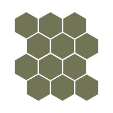 3" Hexagon Sheeted Original Ceramic Mosaic Tile in Peabody Matte