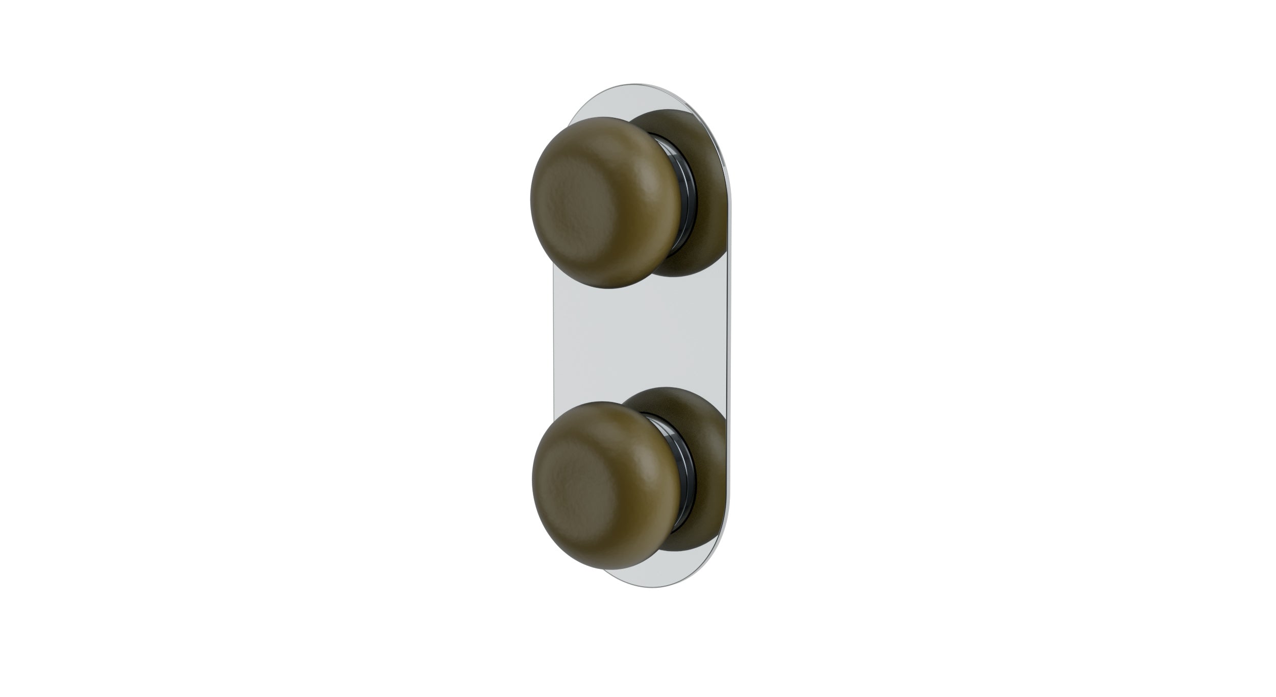 Foundry Two Handle Wall Mount Shower Trim with Pebble Ceramic Knob Handles in Polished Chrome