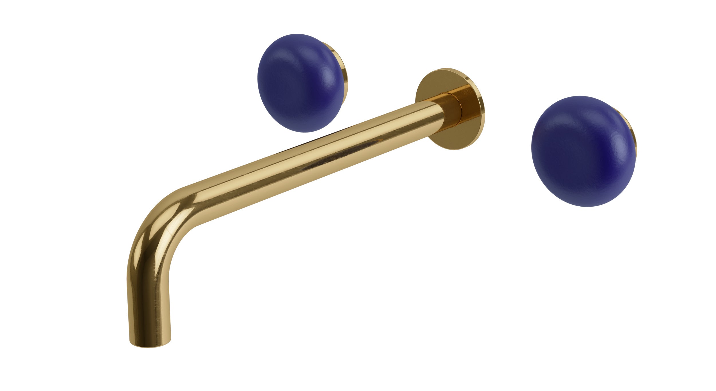 Foundry Two Handle Wall Mount 10" Lavatory Faucet with Pebble Ceramic Knob Handles