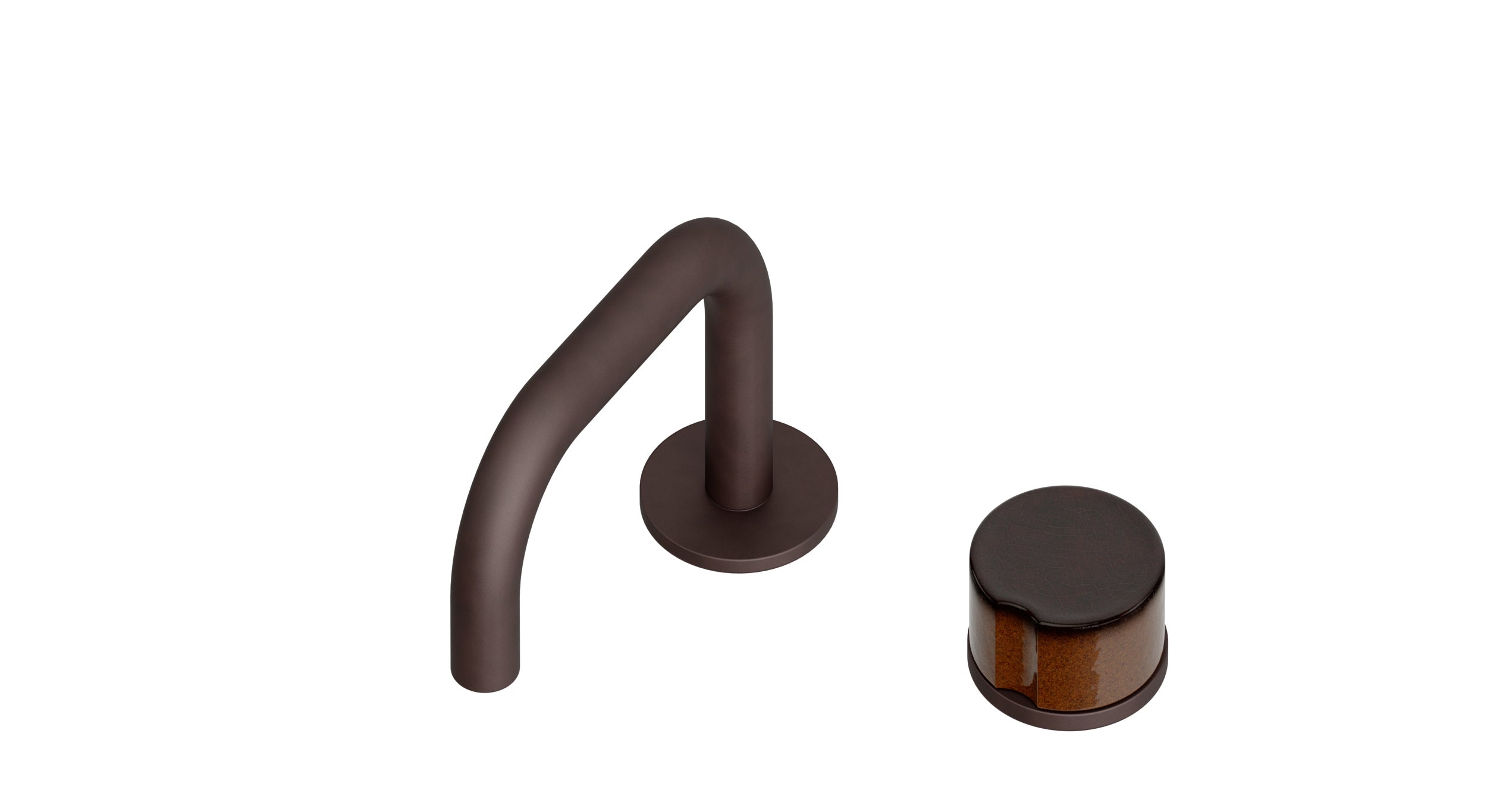 Foundry One Handle Deck Mount Squaretop Lavatory Faucet with Groove Ceramic Knob Handle in Architectural Copper