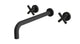 Contour Two Handle Wall Mount 12" Lavatory Faucet with Soft Cross Handles in Matte Black