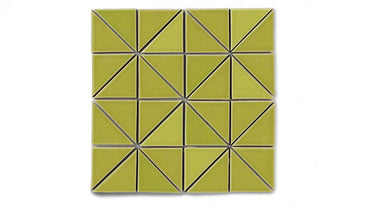 3" Triangle Sheeted - Quadrant Original Ceramic Mosaic Tile in Palm Tree Gloss