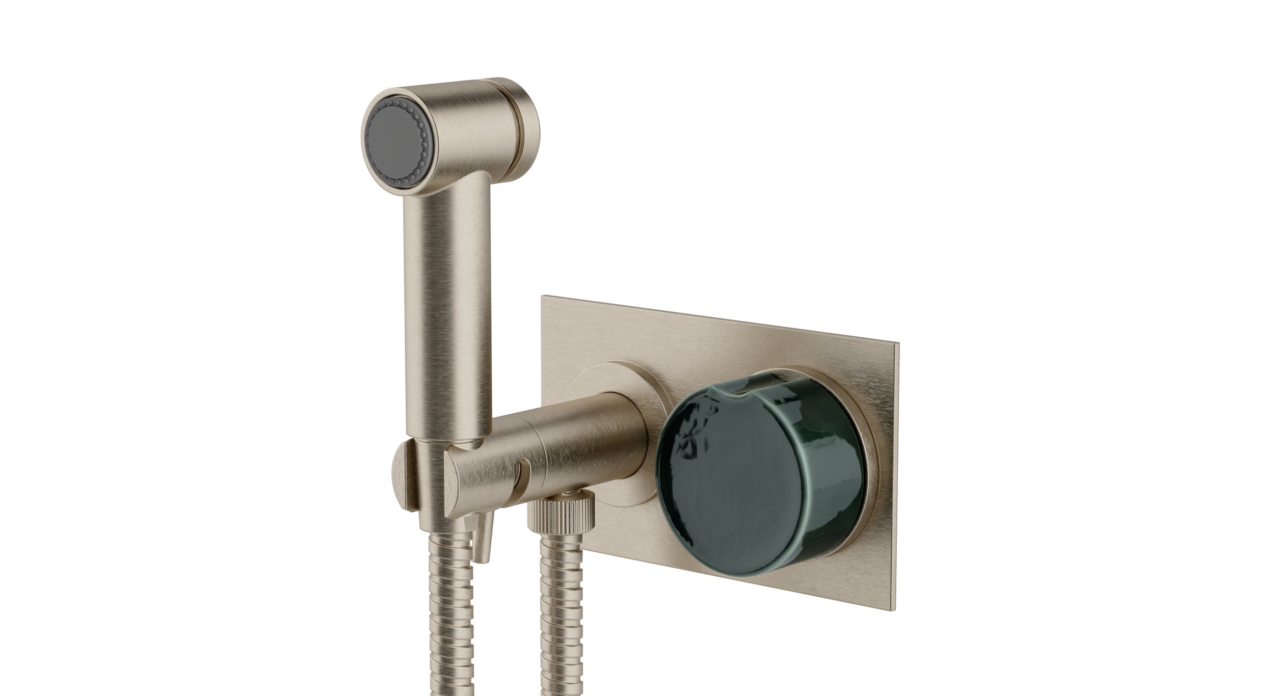 Foundry One Handle Wall Mount Bidet Trim with Groove Ceramic Knob Handle in Satin Nickel