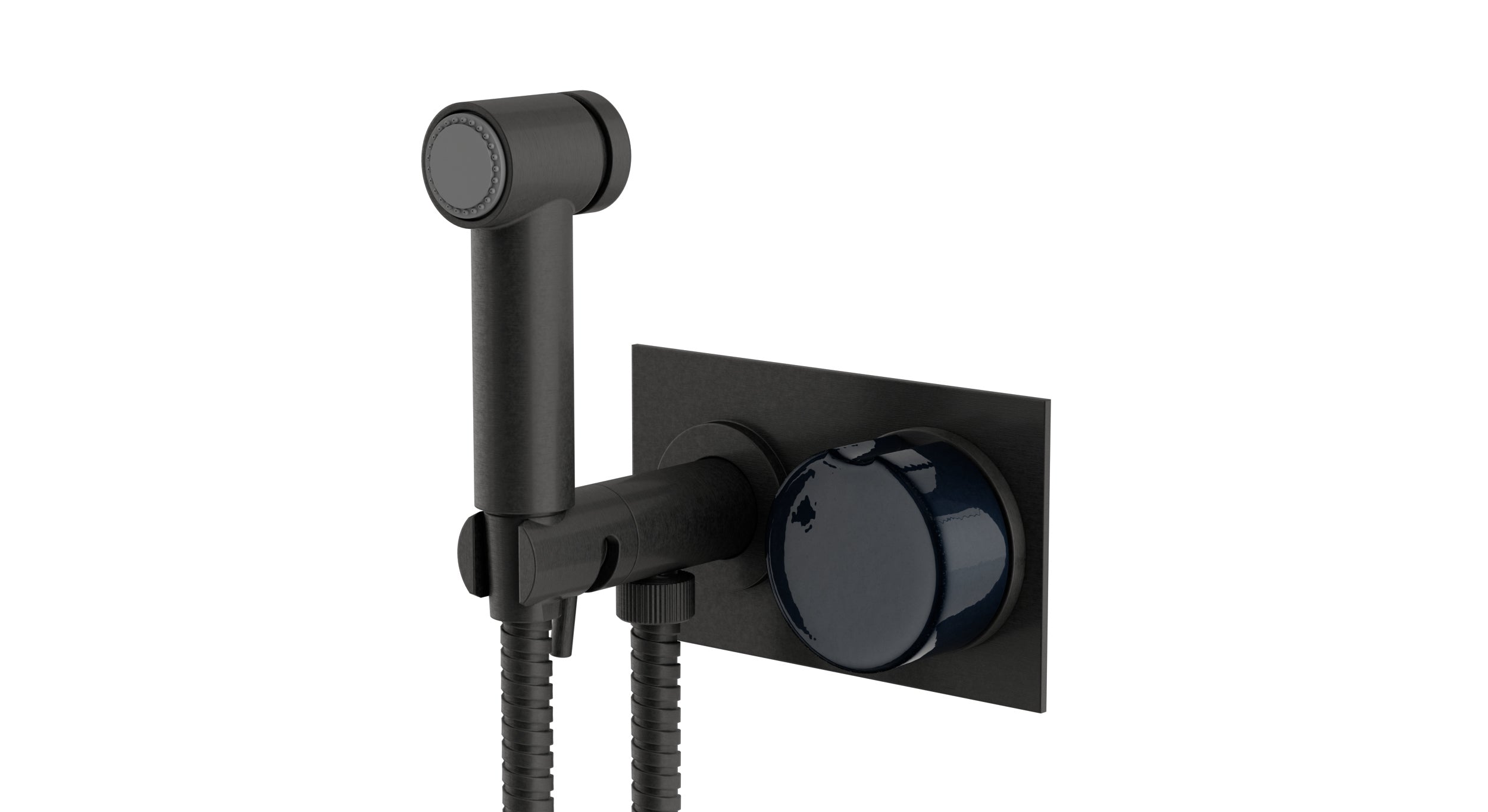 Foundry One Handle Wall Mount Bidet Trim with Groove Ceramic Knob Handle in Blackened Nickel