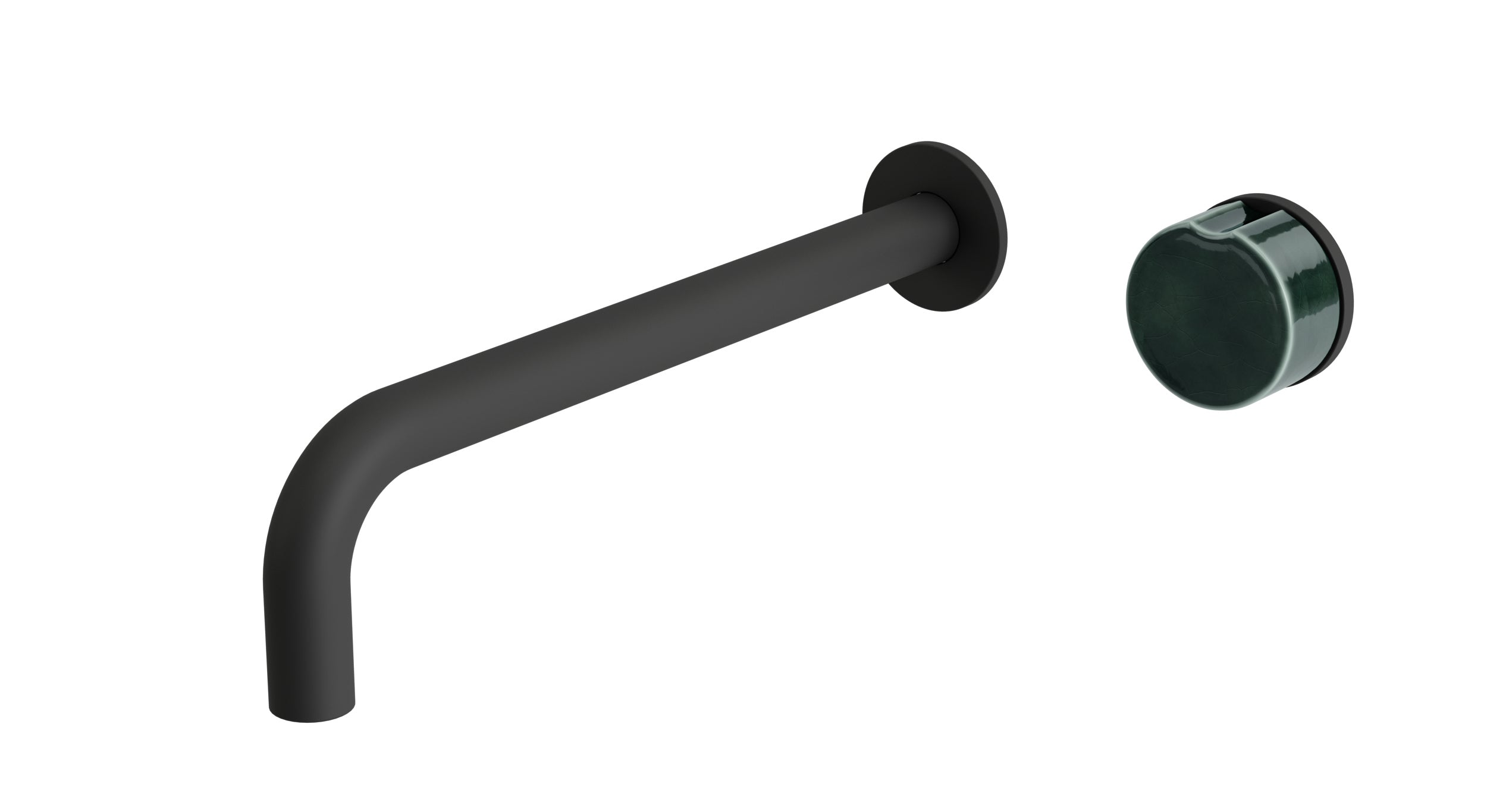 Foundry One Handle Wall Mount 10" Lavatory Faucet with Groove Ceramic Knob Handle in Matte Black