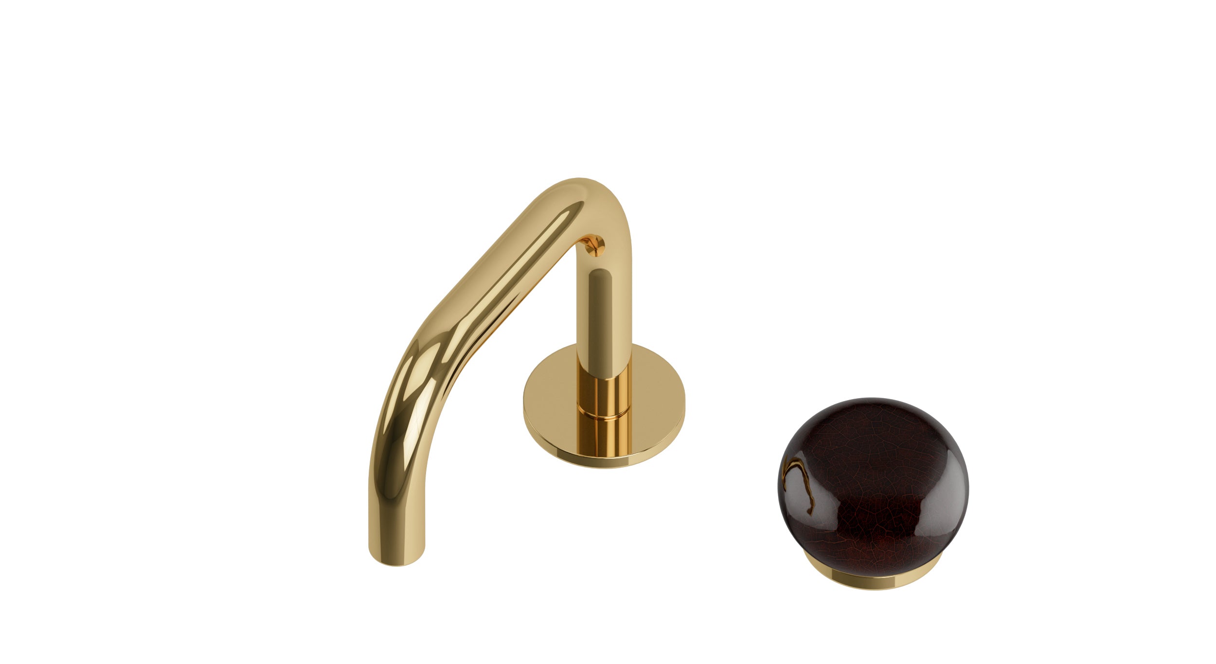 Foundry One Handle Deck Mount Squaretop Lavatory Faucet with Pebble Ceramic Knob Handle